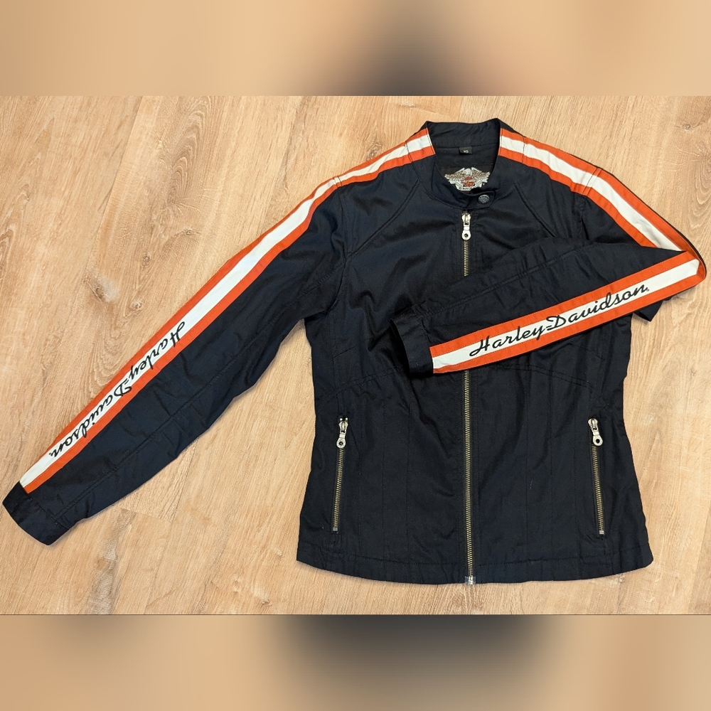 Harley-Davidson Women's Black Lined Jacket with Orange Accents
